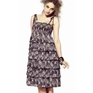 Liberty of London Tier Fit Flare “Peacock” Spaghetti Strap Sun Dress Size M